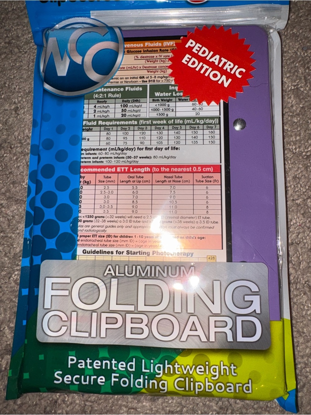 White Coat Folding Clipboard - Pediatric Edition (Purple)